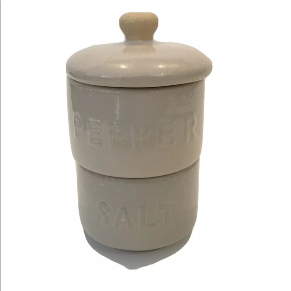 Creative Co Op  Salt and Pepper Pots Stacking Stoneware - Picture 2 of 7